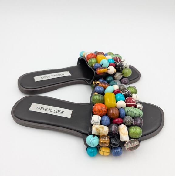 Steve Madden Knicky Multi Beads Flat Slide Sandals Women's Size US6 EU37 - Picture 4 of 11
